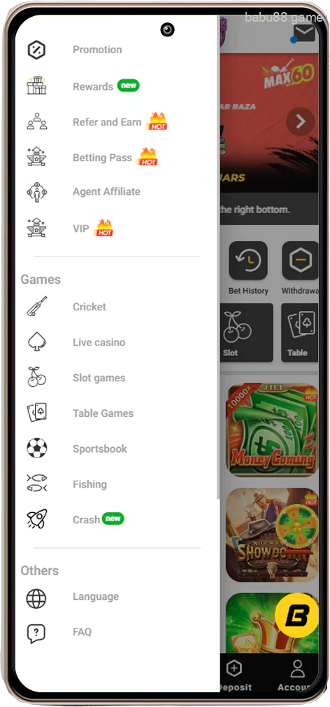 Menu Babu88 App