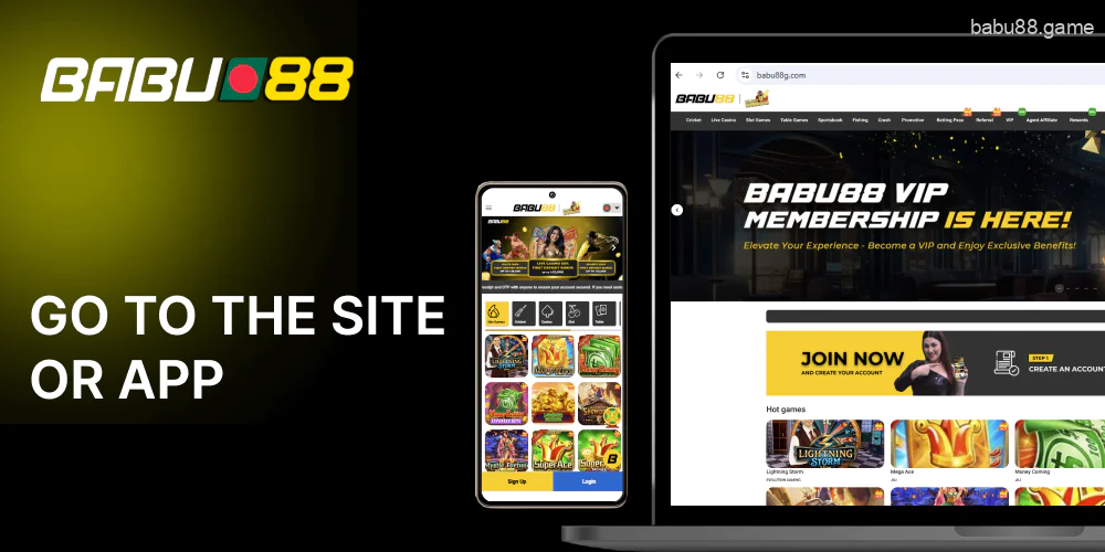 Go to Babu88 website or app