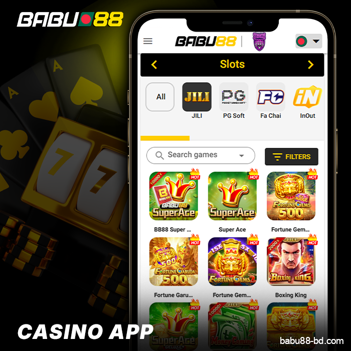 Casino Games Section in the Babu88 Mobile App