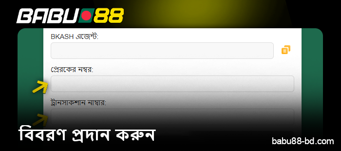 Babu88 ক্যাসিনোতে আমানতের বিবরণ প্রবেশ করান