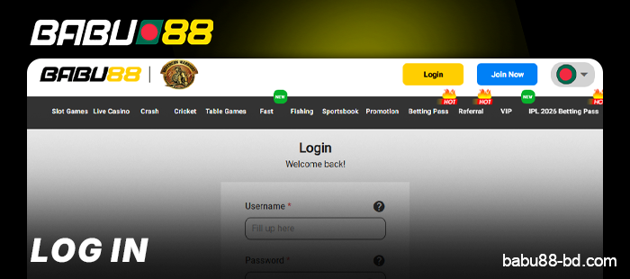 Log in to Babu88 Casino to claim your bonus