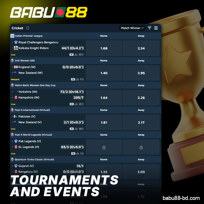 Cricket Tournaments for Betting at Babu88