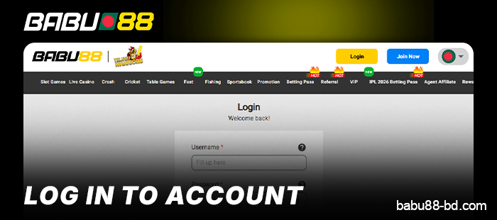 Sign in to Babu88 account to bet on cricket