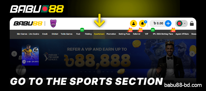 Open the betting section on Babu88 Bangladesh