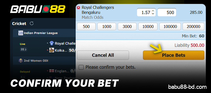 Confirm your bet on the cricket match at Babu88