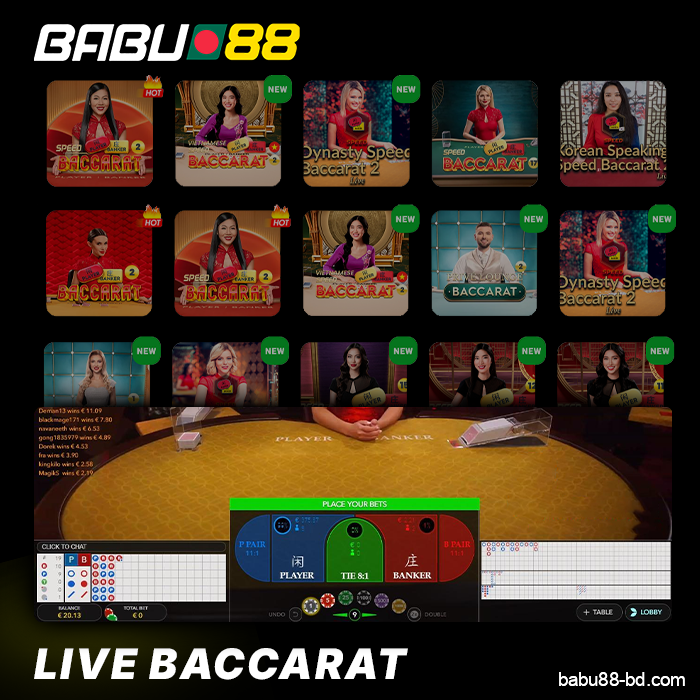 Play live baccarat on the Babu88 Bangladesh website