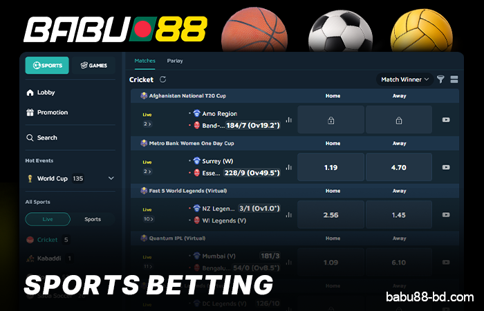 Place sports bets in Bangladesh at Babu88
