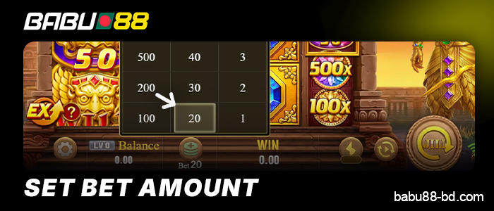 Select your bet amount on the slot game at Babu88