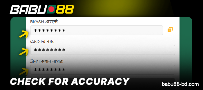 Verify that the deposit details for Babu88 Online Casino are correct