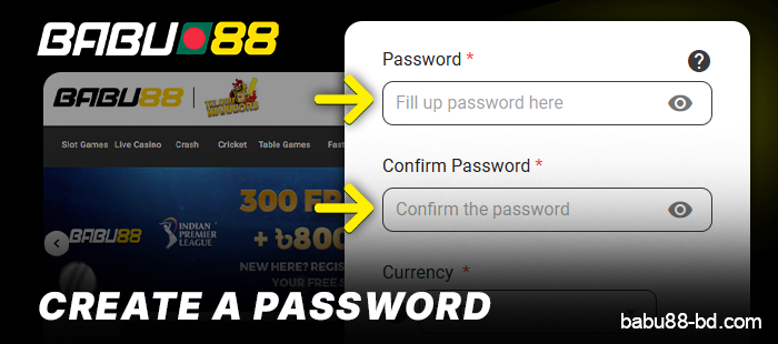 Create a password for your new Babu88 account